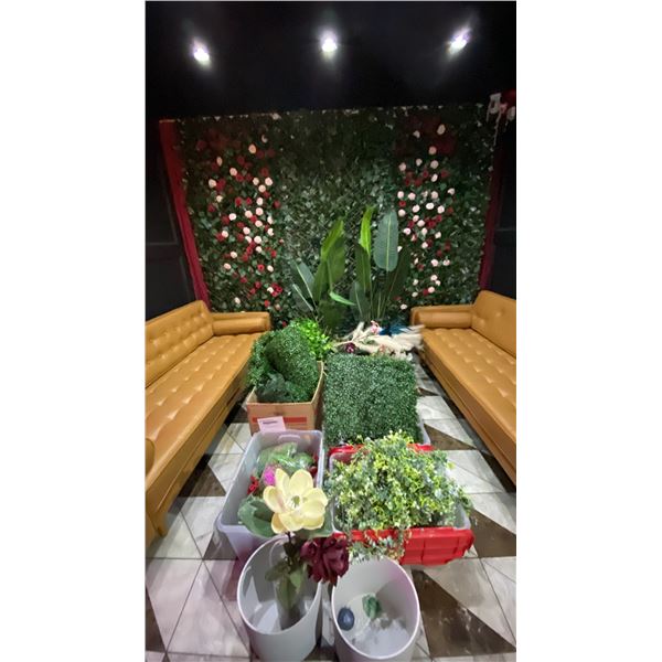 LARGE GROUP OF HANGING ARTIFICIAL PLANTS AND FLOWERS ON MAIN FLOOR