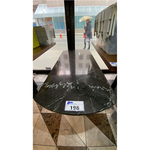 BLACK & GREY MARBLE TOP COCKTAIL TABLE WITH BLACK METAL LEGS 44" X 20" X 24" HIGH