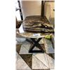 Image 1 : BLACK & BROWNISH MARBLE TOP COCKTAIL TABLE WITH BLACK METAL LEGS 42" X 22" X 24" HIGH
