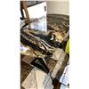 Image 2 : BLACK & BROWNISH MARBLE TOP COCKTAIL TABLE WITH BLACK METAL LEGS 42" X 22" X 24" HIGH