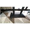 Image 6 : WOOD TOP DINING TABLE WITH DOUBLE PEDESTAL BLACK METAL BASE - APPROX. 47" X 35 1/2" X 30"