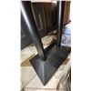 Image 3 : WOOD TOP DINING TABLE WITH DOUBLE PEDESTAL BLACK METAL BASE - APPROX. 47" X 35 1/2" X 30"