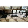 Image 4 : WOOD TOP DINING TABLE WITH DOUBLE PEDESTAL BLACK METAL BASE - APPROX. 47" X 35 1/2" X 30"