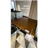 Image 2 : WOOD TOP DINING TABLE WITH SINGLE PEDESTAL BLACK METAL BASE - APPROX. 35 1/2" X 35 1/2" X 30"