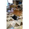 Image 2 : WOOD TOP DINING TABLE WITH SINGLE PEDESTAL BLACK METAL BASE - APPROX. 35 1/2" X 23 1/2" X 30"