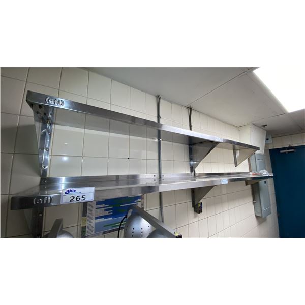 GROUP OF (4) STAINLESS STEEL WALL MOUNT COMMERCIAL KITCHEN SHELVES (2 EFI, 2 ?) ASSORTED SIZES *B...