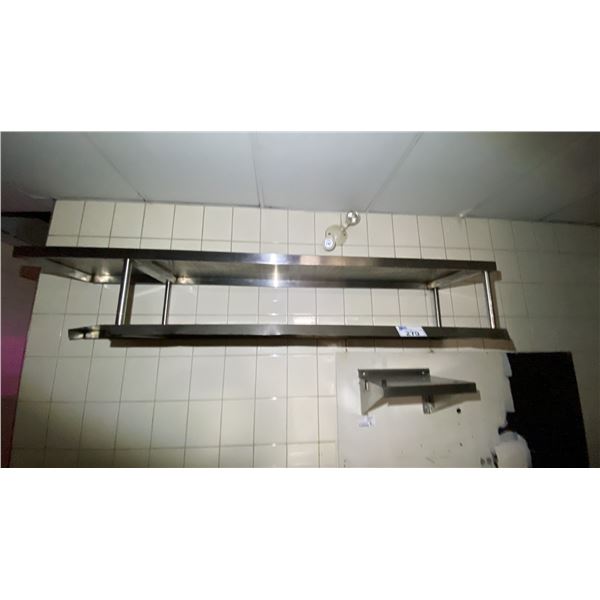 GROUP OF (4) STAINLESS STEEL WALL MOUNT SHELVES - EFI & ?  *ASSORTED SIZES* AND 1 14" ACROSS X 1"...