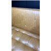 Image 4 : TAN VINYL UPHOLSTERED RETRO INSPIRED APPROX. 7FT SOFA *MANY BUTTONS ARE MISSING*