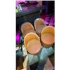 Image 1 : GROUP OF (4) TAN LEATHER UPHOLSTERED SMALL TUB CHAIRS