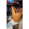 Image 3 : GROUP OF (4) TAN LEATHER UPHOLSTERED SMALL TUB CHAIRS