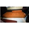 Image 1 : ORANGE VELVET UPHOLSTERED LOUNGER BENCH SEAT WITH 1 CUSHION - APPROX.6 1/2FT X 2FT X 1 1/4FT HIGH