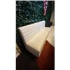 Image 2 : WHITE LEATHER UPHOLSTERED BENCH SEAT - APPROX. 6FT