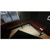 Image 1 : GROUP OF 3 BROWN VINYL UPHOLSTERED WITH BLACK METAL LEGS BENCH SEATS - APPROX. 3 1/4FT LONG