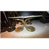 Image 1 : 3 PCS MARBLE TOP COFFEE & END TABLE SET WITH BRASS BASES-