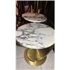 Image 5 : 3 PCS MARBLE TOP COFFEE & END TABLE SET WITH BRASS BASES-