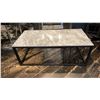 Image 4 : GREY MARBLE TOP COFFEE TABLE WITH BRASS FINISH BASE - APPROX.4FT X 2FT X 1 1/2FT HIGH