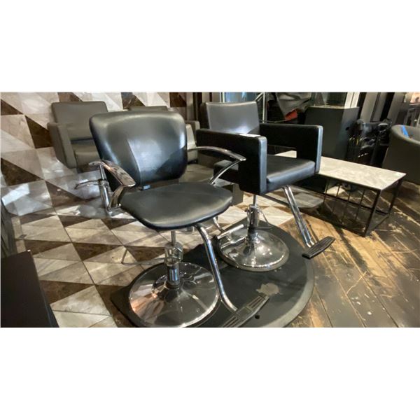 2 CHROME & BLACK BARBER/SALON CHAIRS