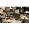 Image 1 : GROUP OF (3) GREY & CHROME BARBER/SALON CHAIRS *SOME WEAR PRESENT*