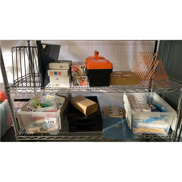 2 SHELVES OF ASSORTED OFFICE SUPPLIES *SHELF NOT INCLUDED*