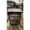 Image 3 : SMALL STAINLESS STEEL TOP WOODEN MOBILE WORK STAND