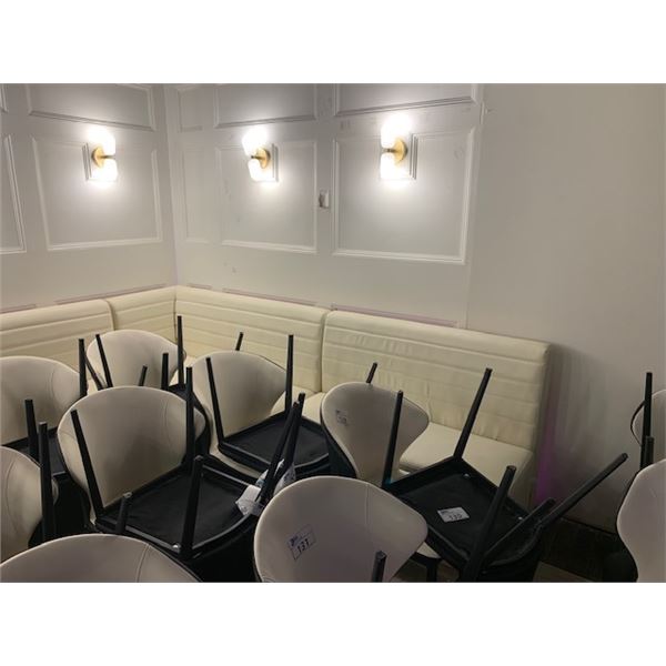 6 ASSORTED WHITE LEATHER BENCH/BOOTHS