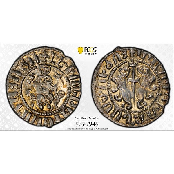 ARMENIA: Levon I, 1198-1219, AR tram (2.81g), PCGS MS62