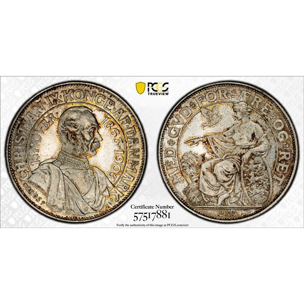 DENMARK: Christian IX, 1863-1906, AR 2 kroner, 1903, PCGS MS66
