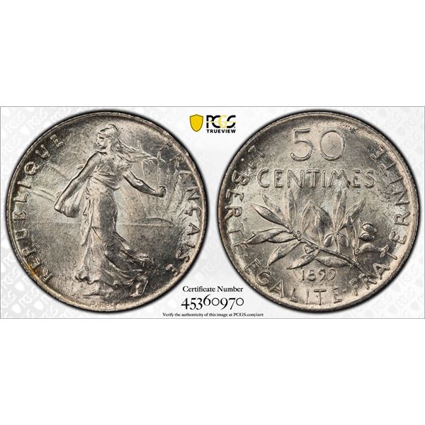FRANCE: Third Republic, AR 50 centimes, 1899, PCGS MS63