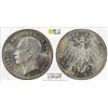 Image 1 : BADEN: Friedrich II, 1907-1918, AR 3 mark, 1908-G, PCGS MS62