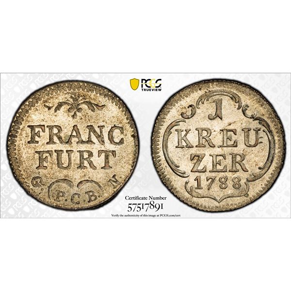 FRANKFURT AM MAIN: Free Imperial City, AR kreuzer, 1788, PCGS MS65
