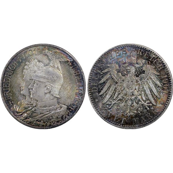 PRUSSIA: Wilhelm II, 1888-1918, AR 2 mark, 1901, PCGS MS66
