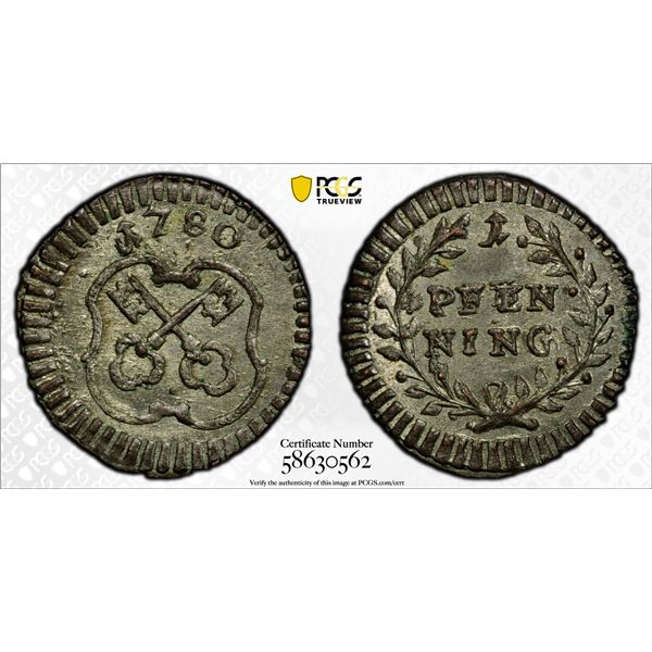 REGENSBURG: Free Imperial City, AR pfennig, 1780, PCGS MS64