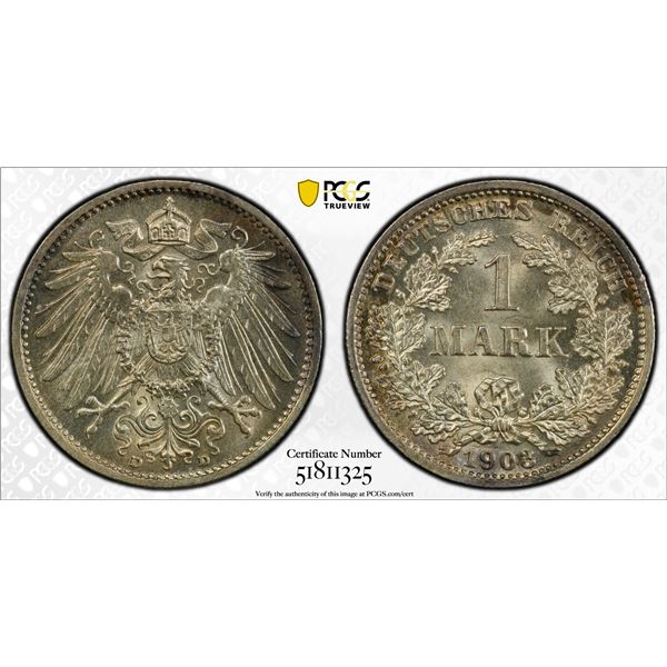 GERMANY: Kaiserreich, AR mark, 1903-D, PCGS MS65