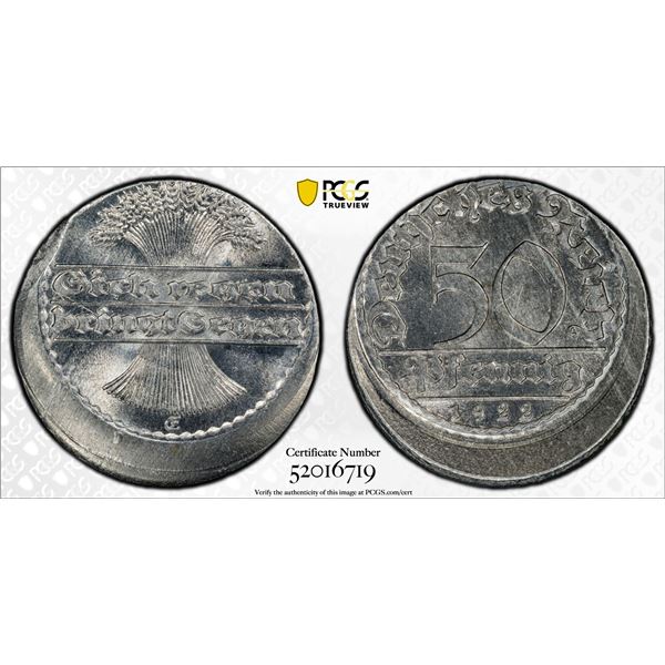 GERMANY: Weimar Republic, 50 pfennig, 1922-E, PCGS MS66