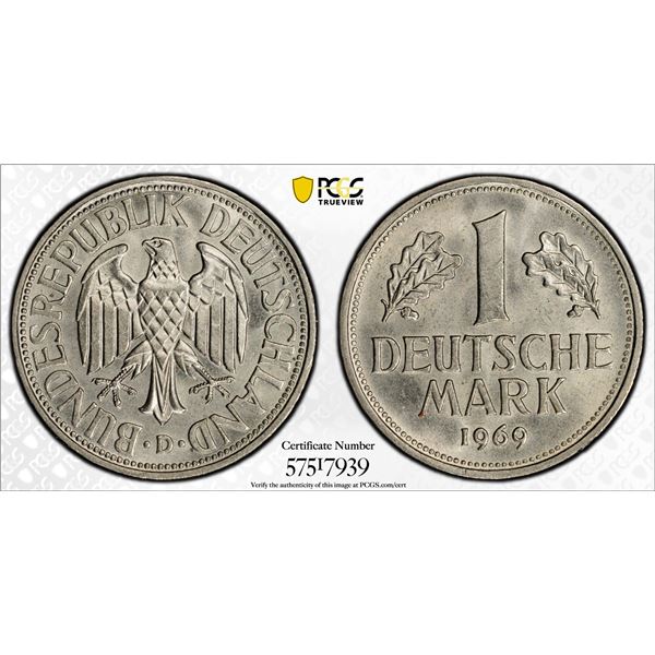 GERMANY: Federal Republic, 1 deutsche mark, 1969-D, PCGS MS67