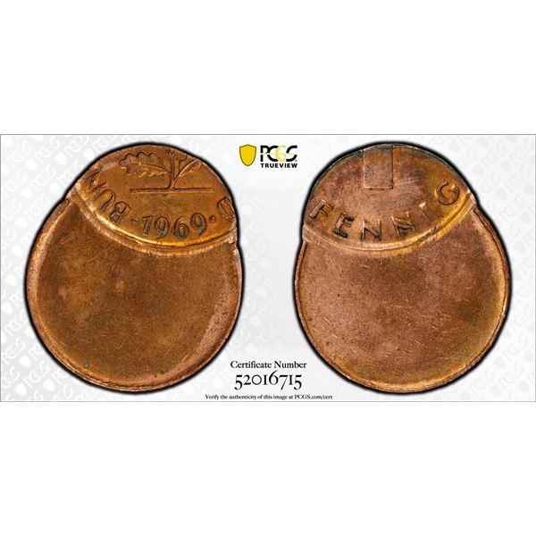 GERMANY: Federal Republic, AE pfennig, 1969, PCGS MS63 RB