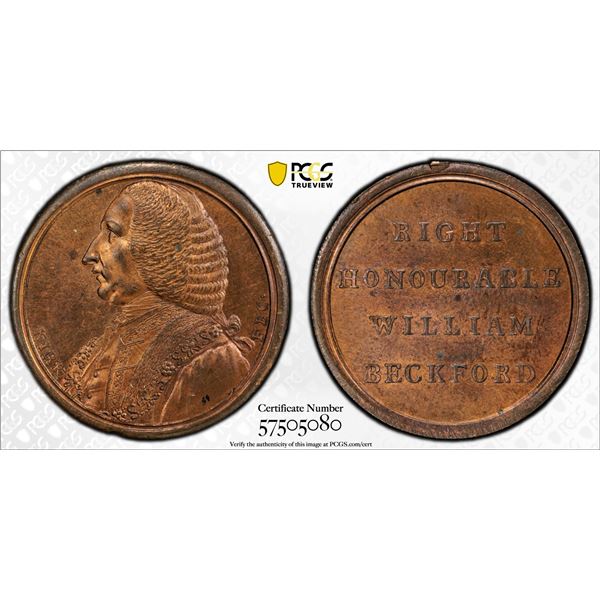 GREAT BRITAIN: AE medalet, ND (1773), PCGS MS64 RB
