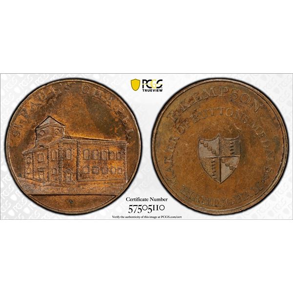 GREAT BRITAIN: AE halfpenny token, ND (ca. 1790), PCGS MS64 RB