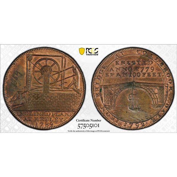 GREAT BRITAIN: AE halfpenny token, 1792, PCGS MS64 RB