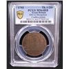 Image 2 : GREAT BRITAIN: AE halfpenny token, 1792, PCGS MS64 RB