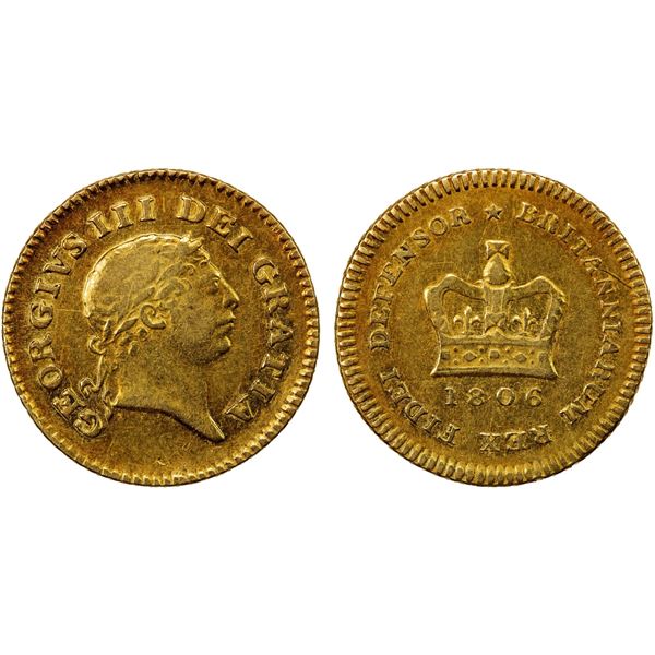 GREAT BRITAIN: George III, 1760-1820, AV 1/3 guinea, 1806, VF-XF