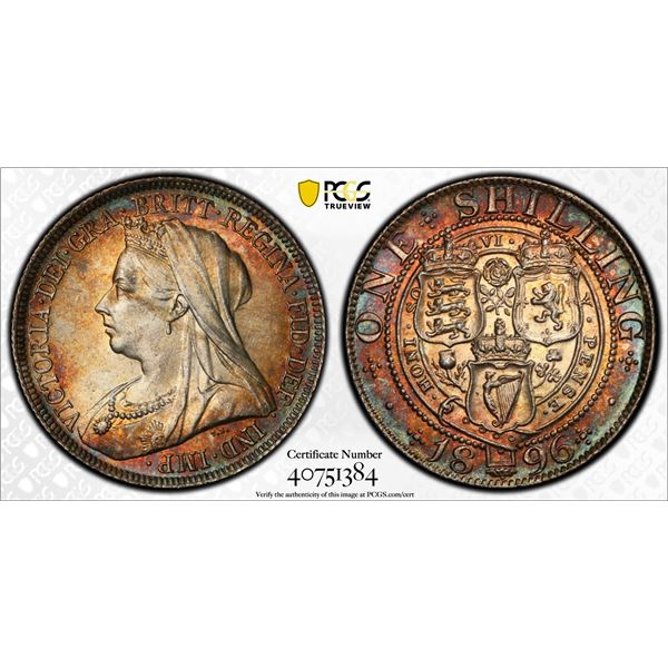 GREAT BRITAIN: Victoria, 1837-1901, AR shilling, 1896, PCGS MS64 +