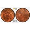 Image 1 : ITALY: LOMBARDY-VENETIA: Franz Joseph I, of Austria, 1848-1866, AE 5 centesimi, 1852-M, PCGS MS63 RB