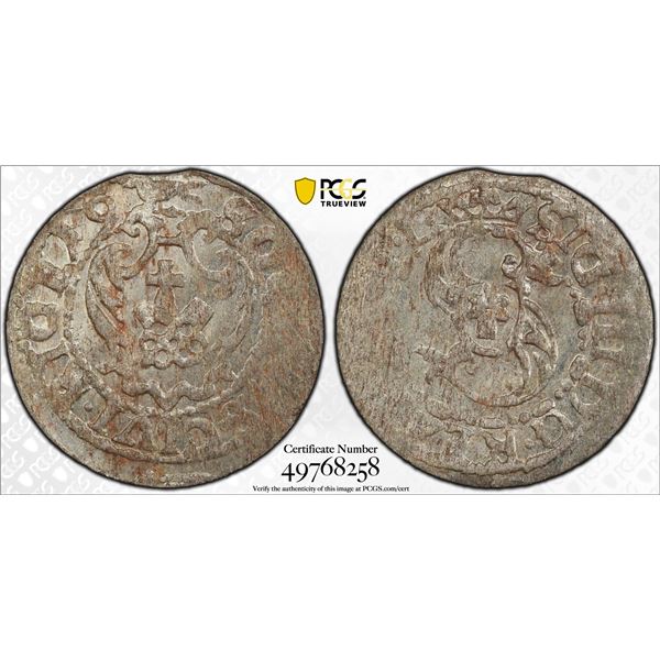 POLISH LIVONIA: Sigismund III, 1587-1629, AR solidus, Riga, [16]19, PCGS MS61