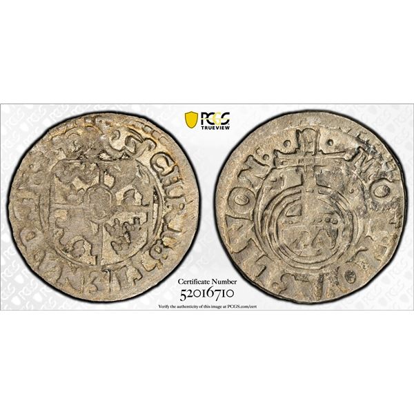 SWEDISH LIVONIA: Christina, 1632-1654, AR 1/24 thaler / 3 polker, Riga, 1648, PCGS AU58