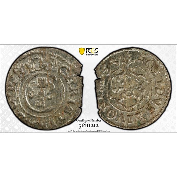 SWEDISH LIVONIA: Christina, 1632-1654, BI solidus, Riga, [16]53, PCGS MS63