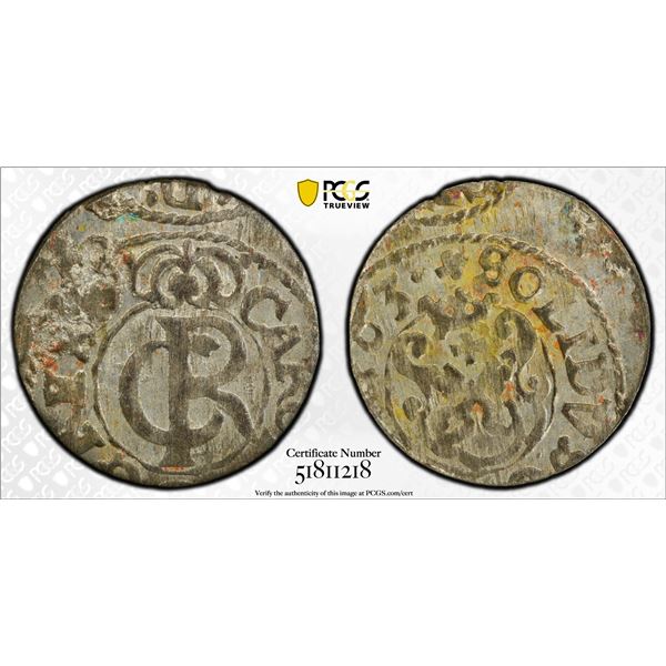 SWEDISH LIVONIA: Christina, 1632-1654, BI solidus, Riga, [16]63, PCGS MS62