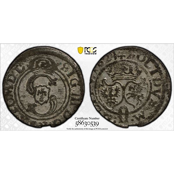 POLAND: Sigismund III Vasa, 1587-1632, BI schilling, Vilnius, 1624, PCGS AU55