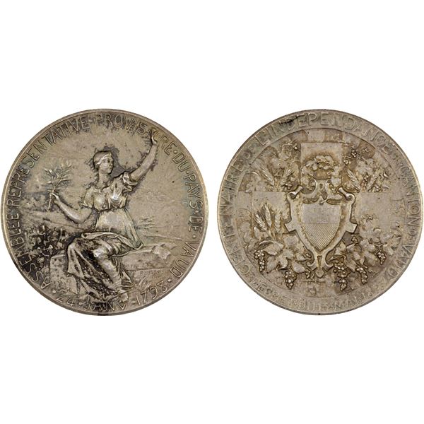 SWITZERLAND: VAUD: Canton, AR medal (24.19g), 1897, AU