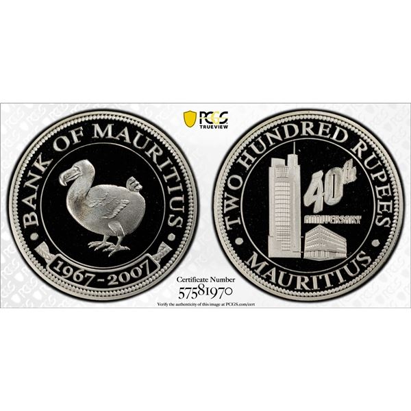 MAURITIUS: Republic, AR 200 rupees, 2007, PCGS PF68 Deep Cameo